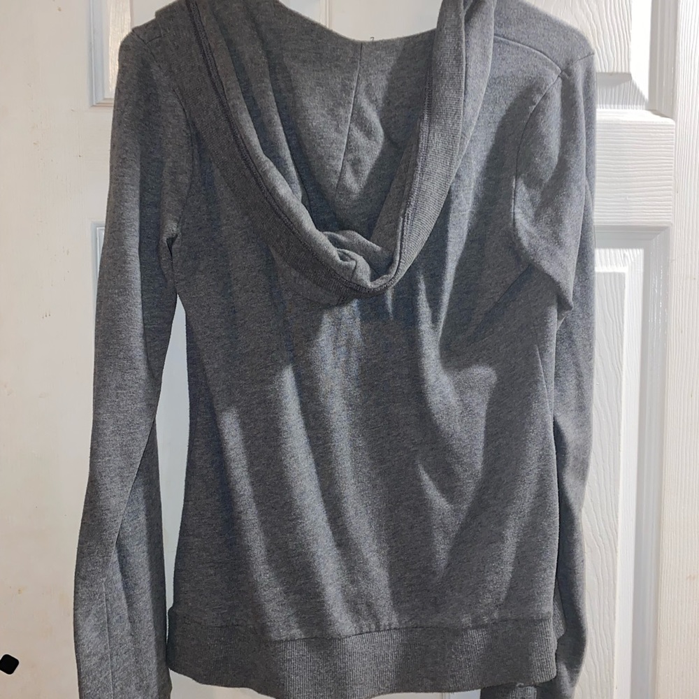 Grey hooded double button sweater